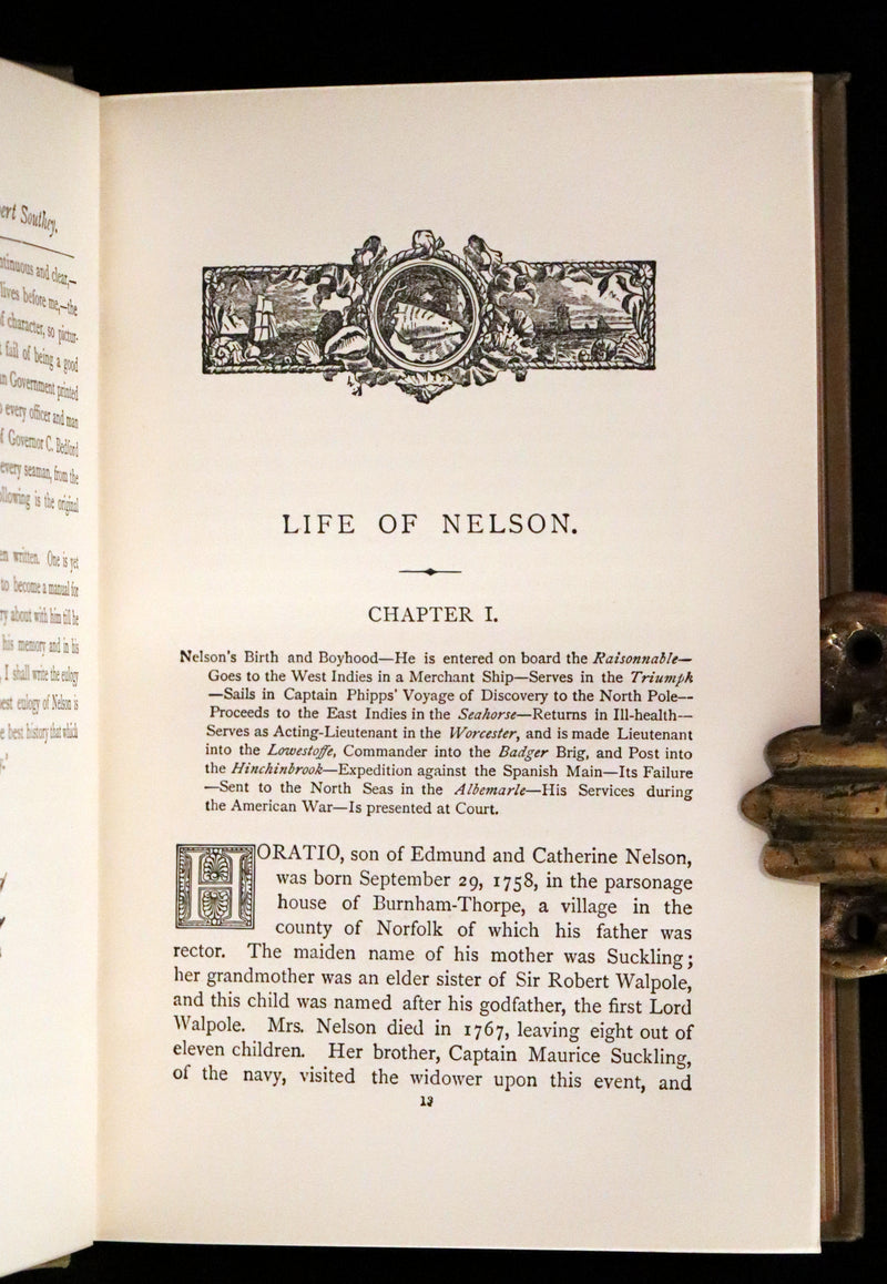 1891 Scarce Edition - The Life of Naval Commander Horatio NELSON by Robert Southey.