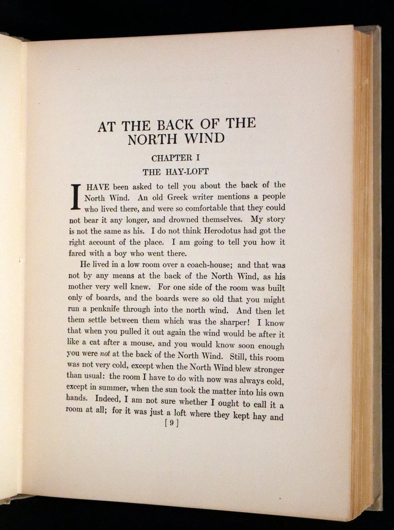 1919 Rare First Edition - AT THE BACK OF THE NORTH WIND beautifully Illustrated by Jessie Willcox Smith.