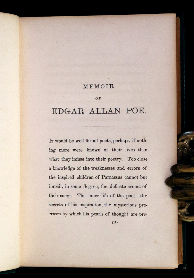 1869 Rare Book - Poems by Edgar Allan Poe. Complete with an Original Memoir. (The Raven, Lenore, Ulalume, ...).