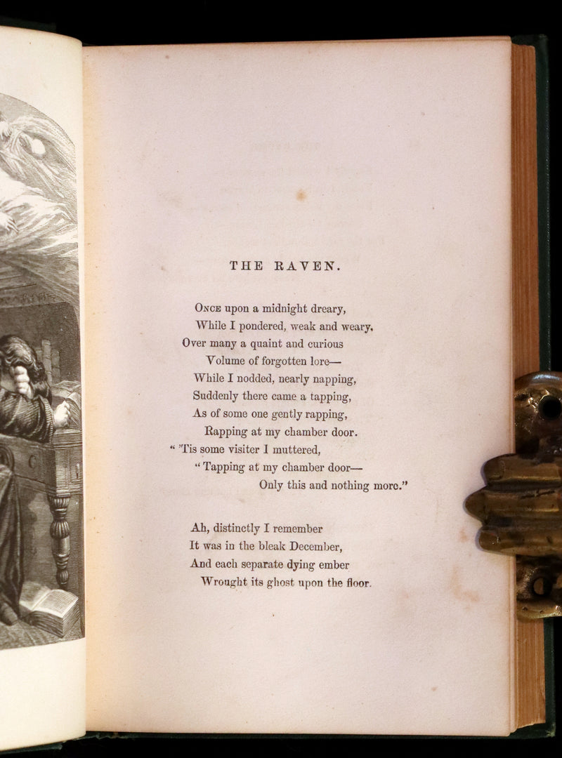 1869 Rare Book - Poems by Edgar Allan Poe. Complete with an Original Memoir. (The Raven, Lenore, Ulalume, ...).