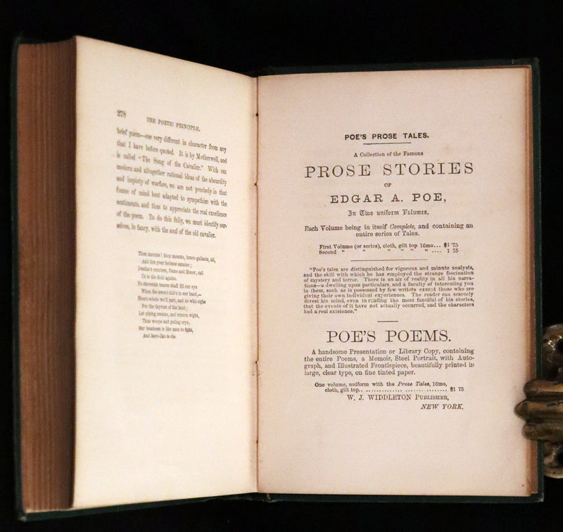 1869 Rare Book - Poems by Edgar Allan Poe. Complete with an Original Memoir. (The Raven, Lenore, Ulalume, ...).