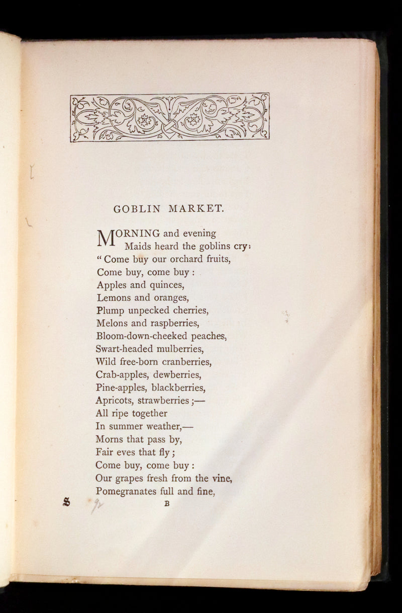 1890 Rare Edition - Christina Rossetti's POEMS, Including Goblin Market. Illustrated.