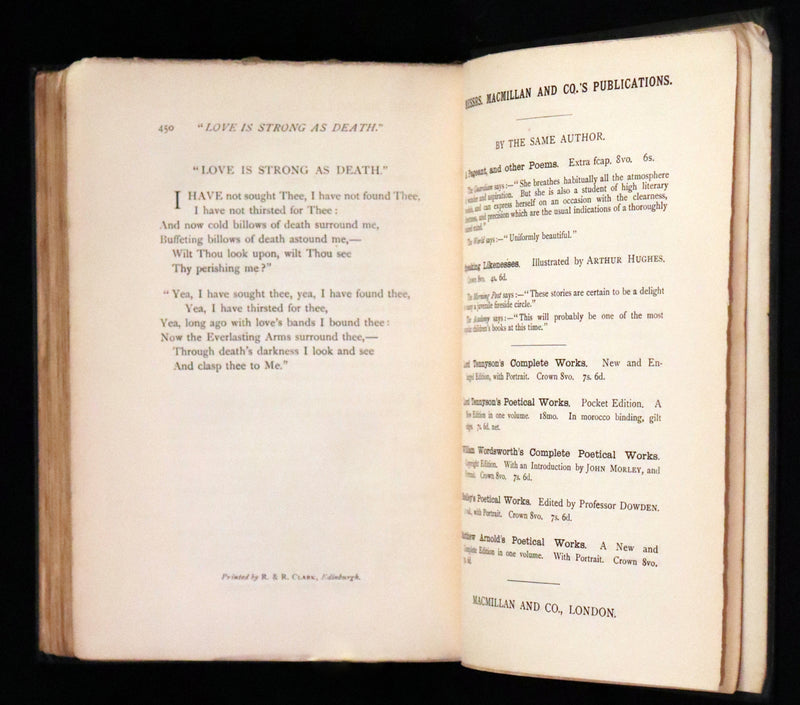 1890 Rare Edition - Christina Rossetti's POEMS, Including Goblin Market. Illustrated.