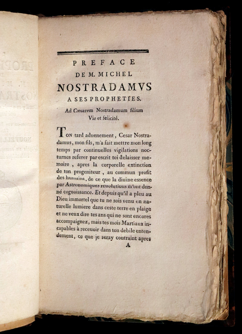 1792 Scarce French Book ~ NOSTRADAMUS Prophecies ~ Les Prophéties. Dont il y en a trois cens qui n'ont jamais esté imprimées.