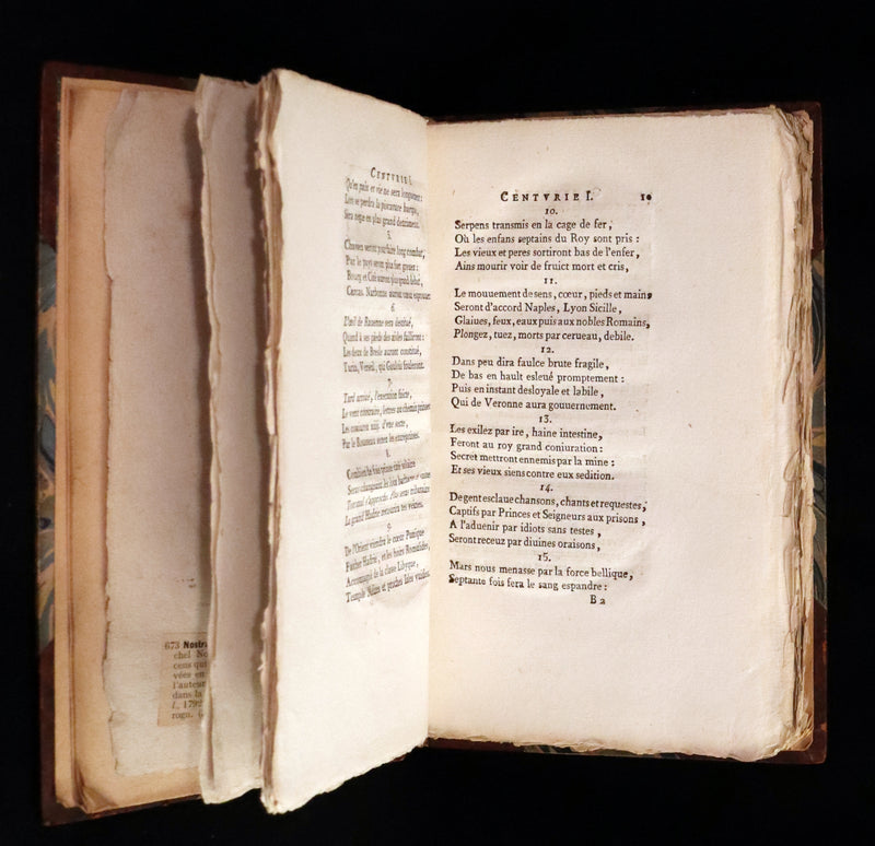 1792 Scarce French Book ~ NOSTRADAMUS Prophecies ~ Les Prophéties. Dont il y en a trois cens qui n'ont jamais esté imprimées.