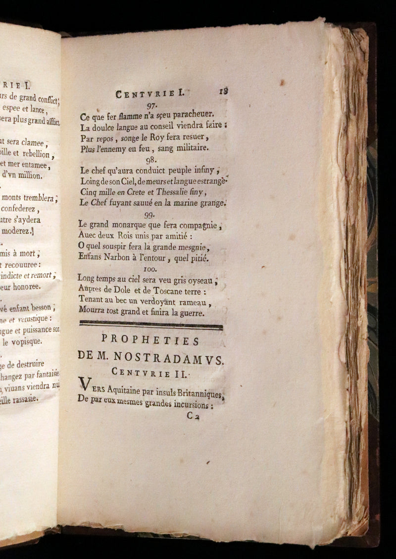 1792 Scarce French Book ~ NOSTRADAMUS Prophecies ~ Les Prophéties. Dont il y en a trois cens qui n'ont jamais esté imprimées.