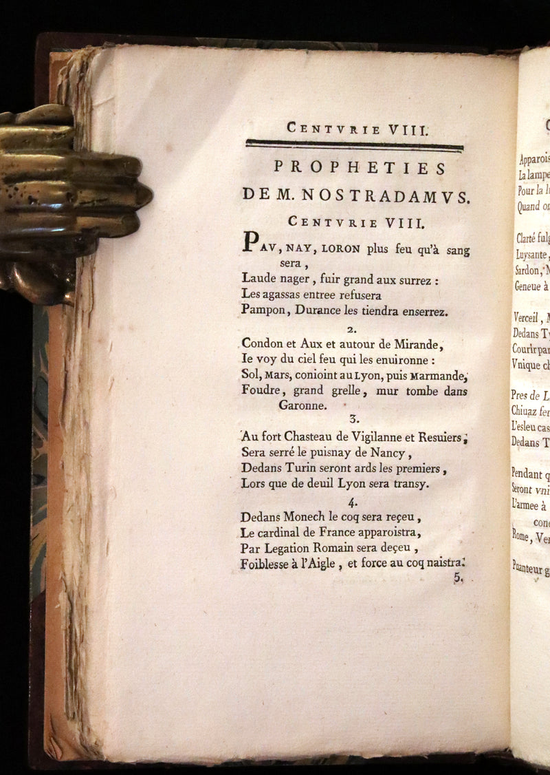 1792 Scarce French Book ~ NOSTRADAMUS Prophecies ~ Les Prophéties. Dont il y en a trois cens qui n'ont jamais esté imprimées.