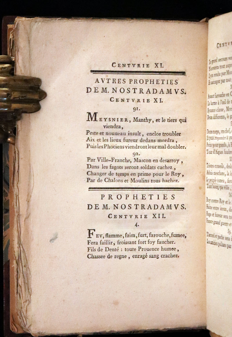 1792 Scarce French Book ~ NOSTRADAMUS Prophecies ~ Les Prophéties. Dont il y en a trois cens qui n'ont jamais esté imprimées.
