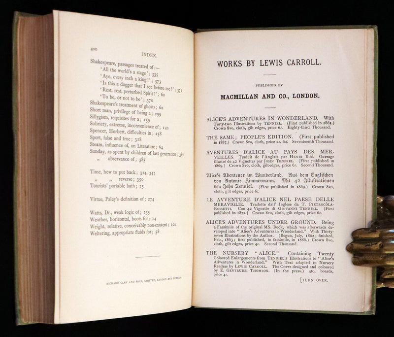 1899 Rare Victorian Bookset - Sylvie and Bruno by Lewis Carroll, author of Alice in Wonderland.
