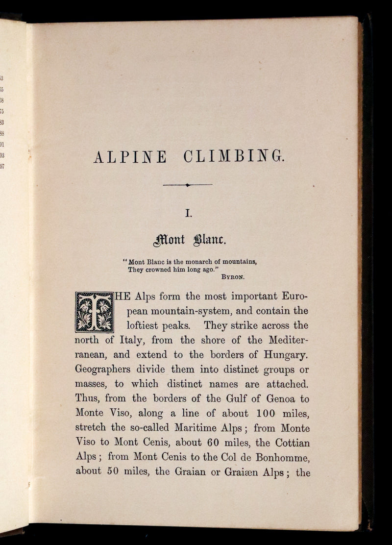 1882 Rare Victorian Book - Alpine Climbing: Narratives of Recent Ascents of Mont Blanc and Other Summits of the Alps.