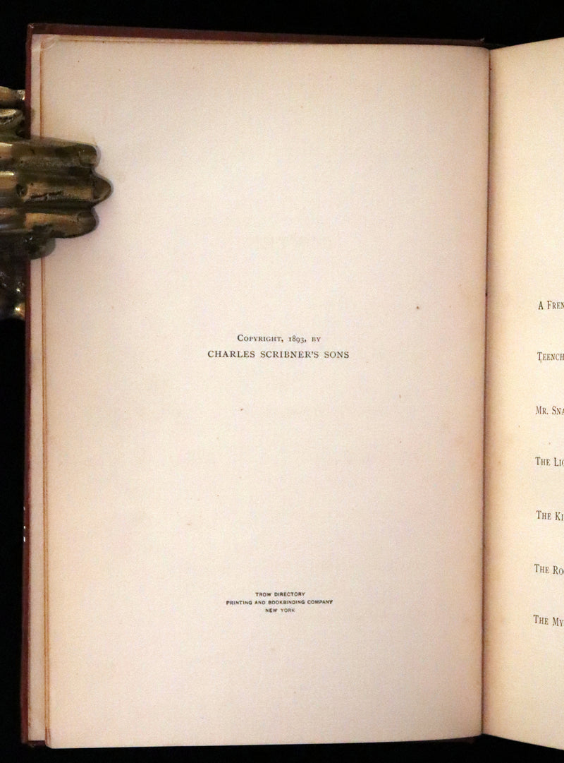 1893 Scarce First Edition - Evening Tales by Joel Chandler Harris with a Binding design by Margaret Armstrong.