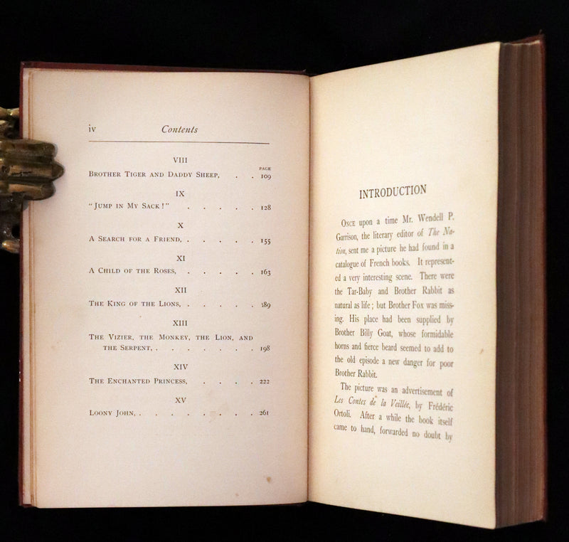 1893 Scarce First Edition - Evening Tales by Joel Chandler Harris with a Binding design by Margaret Armstrong.