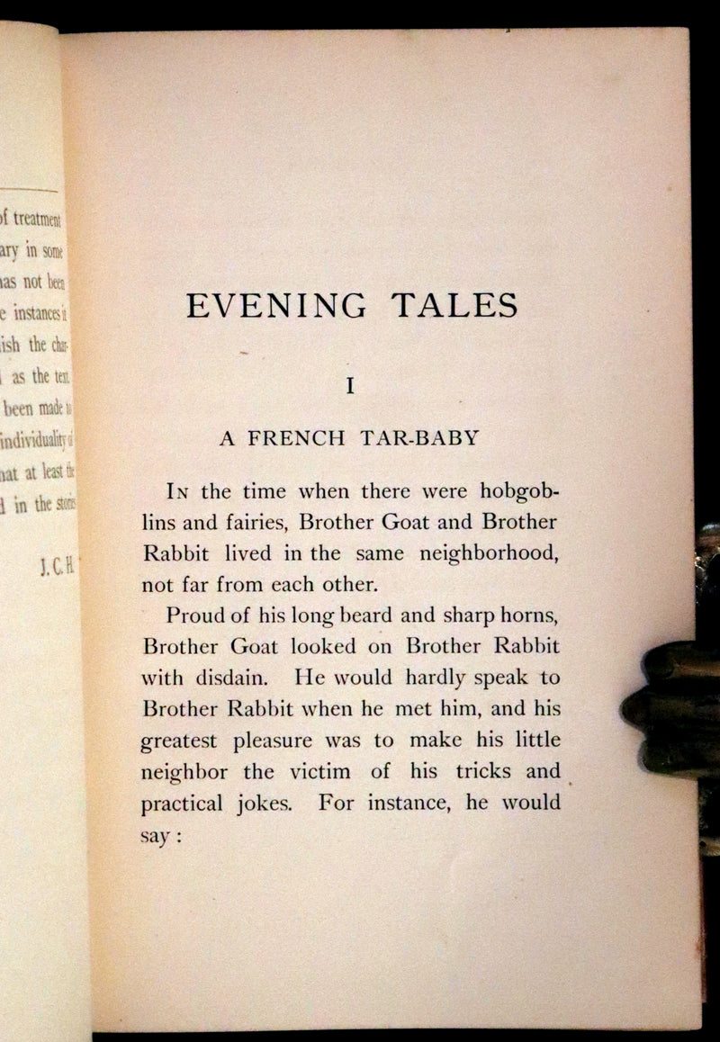 1893 Scarce First Edition - Evening Tales by Joel Chandler Harris with a Binding design by Margaret Armstrong.