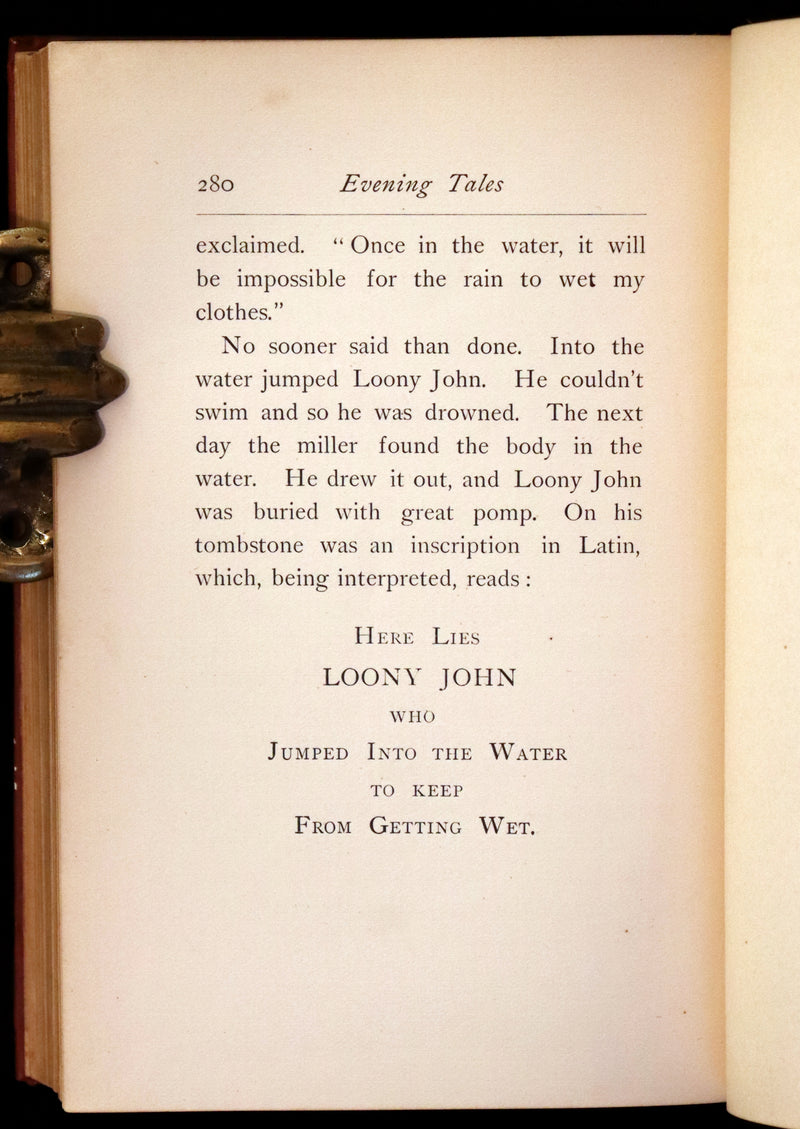 1893 Scarce First Edition - Evening Tales by Joel Chandler Harris with a Binding design by Margaret Armstrong.
