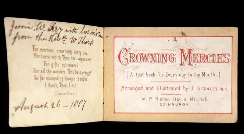 1887 Scarce Victorian Book ~ Crowning Mercies, A Text Book for Every Day in the Month by J. Stanley.