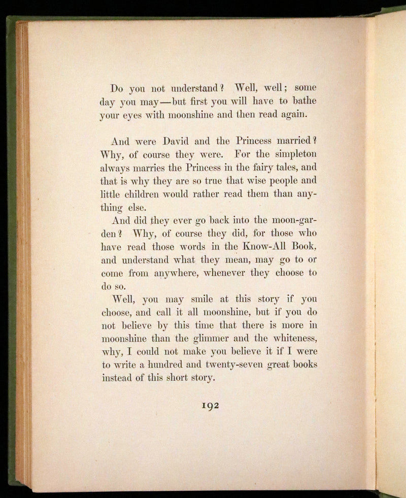 1895 Rare First Edition - The Garden Behind the Moon, A Real Story of the Moon Angel by Howard Pyle.