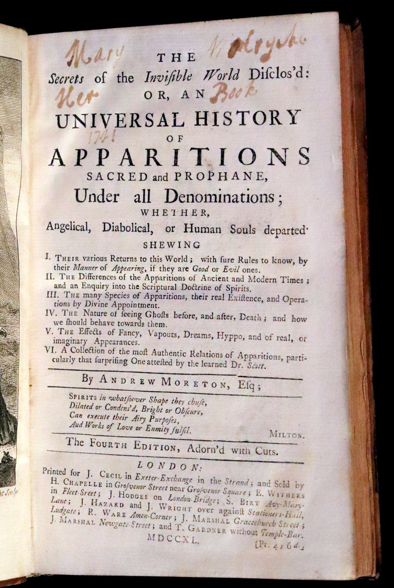 1740 Scarce Book on Ghosts - The Secrets of the Invisible World Disclos'd by Daniel Defoe.