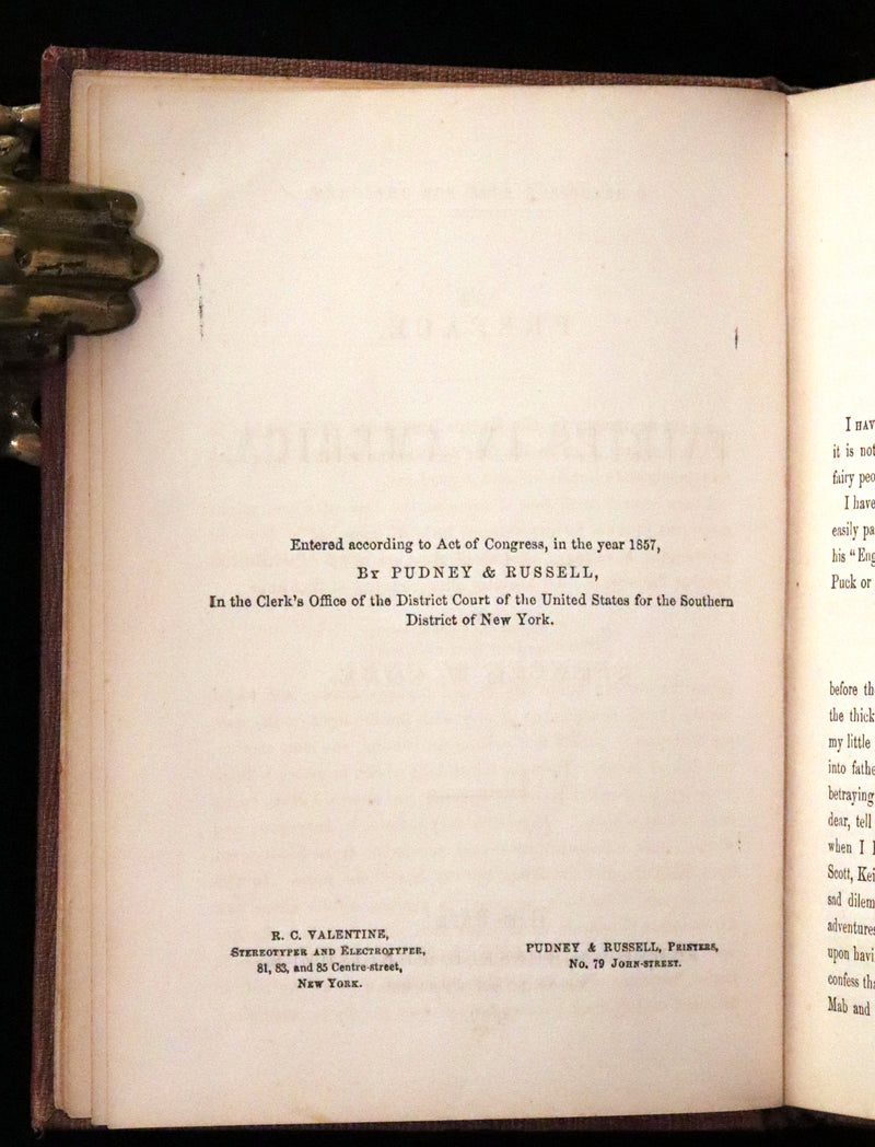 1859 Scarce Book - The FAIRIES IN AMERICA by Spencer W. Cone. Illustrated.