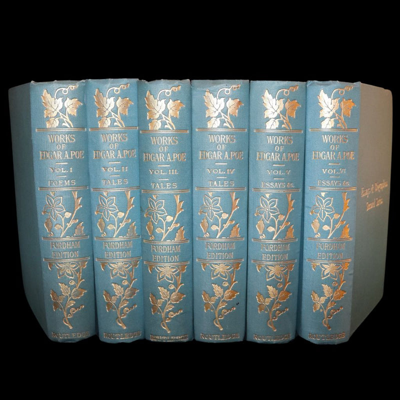 1896 Rare Fordham edition book set - The Works of Edgar Allan Poe. Illustrated. In six volumes.