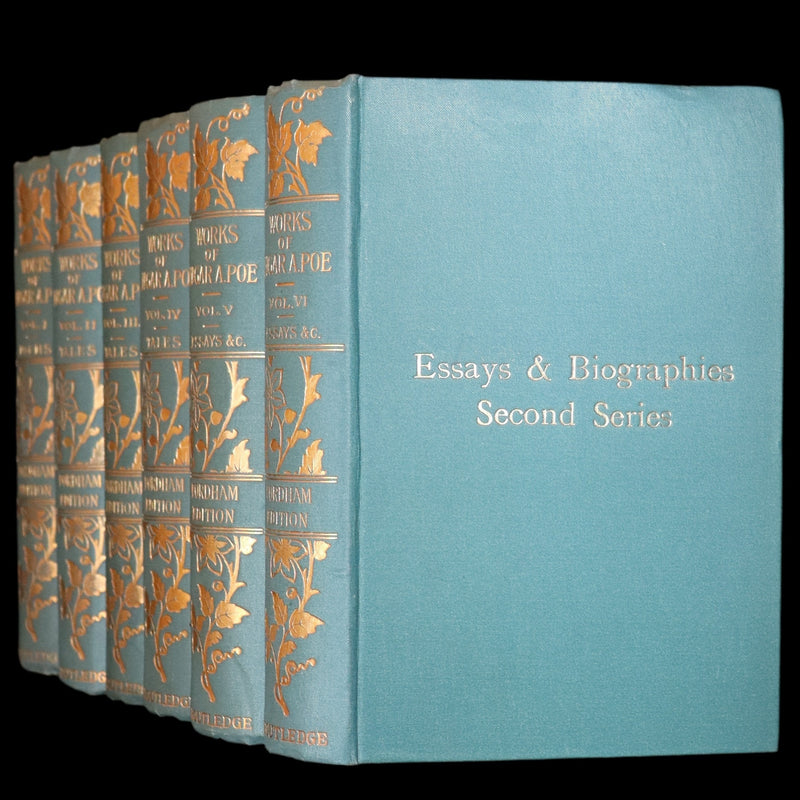 1896 Rare Fordham edition book set - The Works of Edgar Allan Poe. Illustrated. In six volumes.