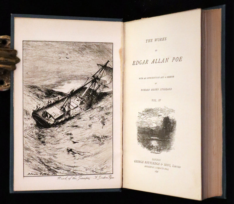 1896 Rare Fordham edition book set - The Works of Edgar Allan Poe. Illustrated. In six volumes.