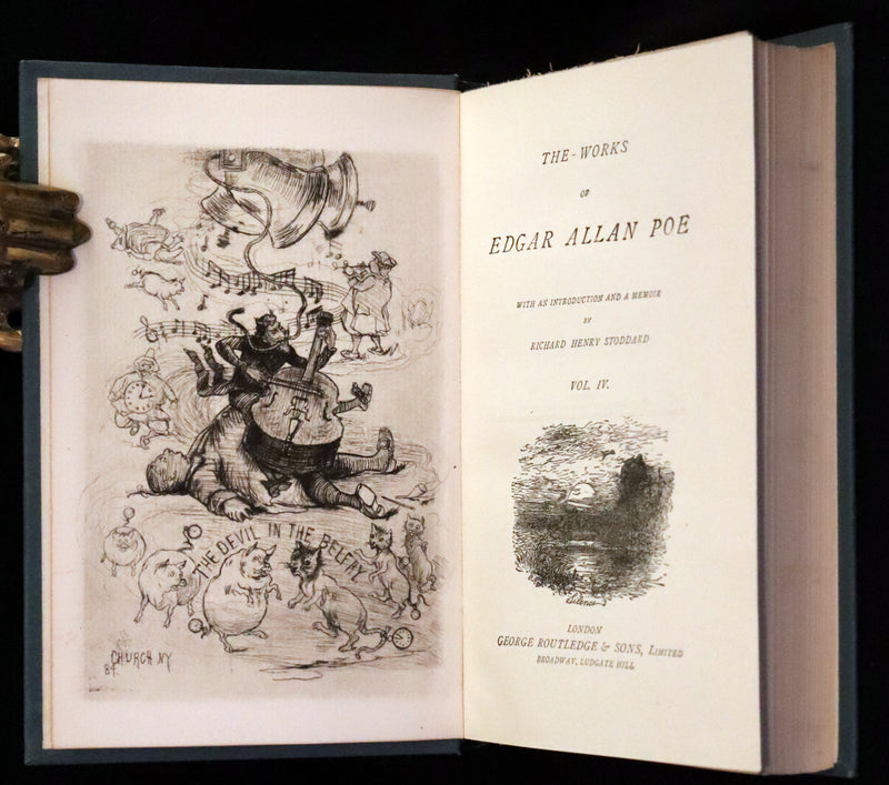 1896 Rare Fordham edition book set - The Works of Edgar Allan Poe. Illustrated. In six volumes.