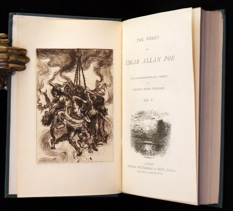 1896 Rare Fordham edition book set - The Works of Edgar Allan Poe. Illustrated. In six volumes.