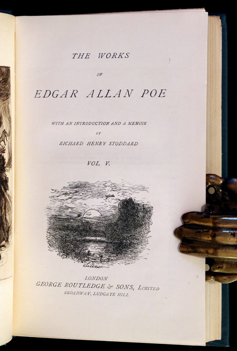 1896 Rare Fordham edition book set - The Works of Edgar Allan Poe. Illustrated. In six volumes.