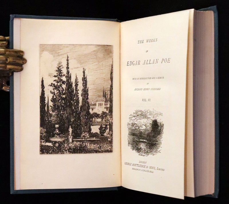 1896 Rare Fordham edition book set - The Works of Edgar Allan Poe. Illustrated. In six volumes.