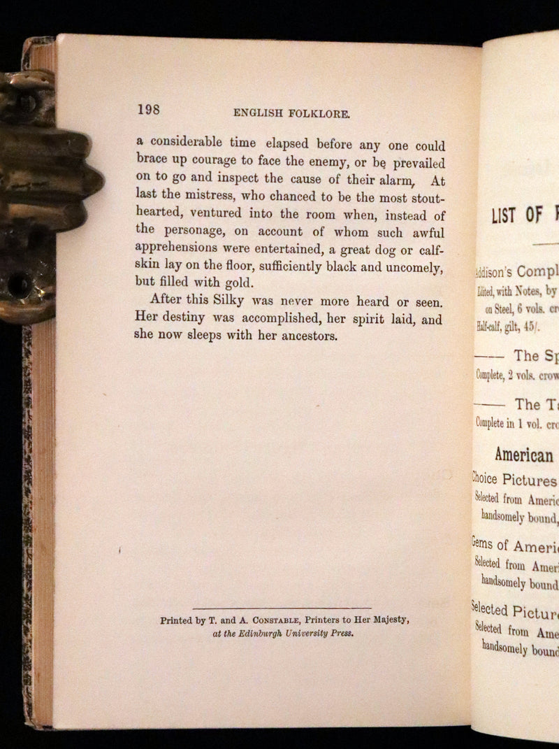 1890 Rare First Edition - England Folk-Lore and Legends with Dissertation on Fairies.