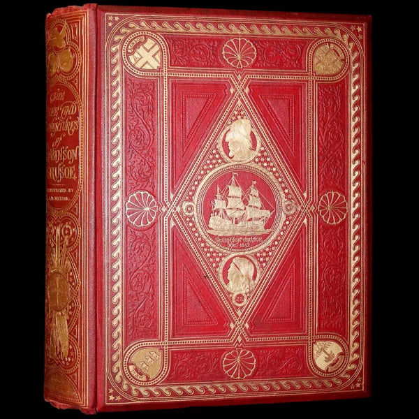 1869 Rare Book in a Beautiful Binding - The Life and Adventures of Robinson Crusoe. Illustrated.