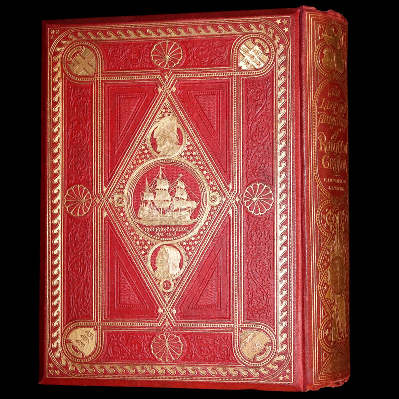 1869 Rare Book in a Beautiful Binding - The Life and Adventures of Robinson Crusoe. Illustrated.