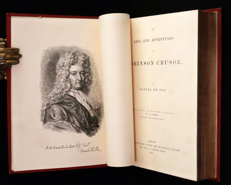 1869 Rare Book in a Beautiful Binding - The Life and Adventures of Robinson Crusoe. Illustrated.