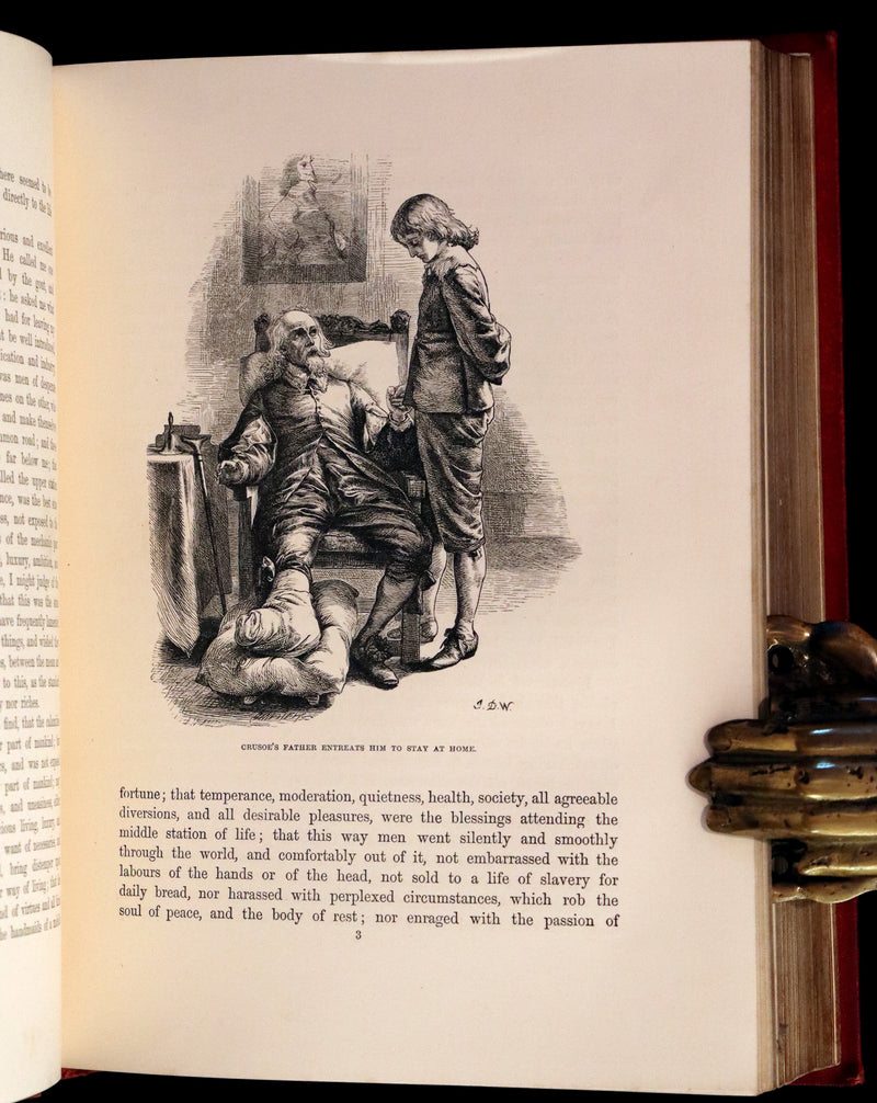 1869 Rare Book in a Beautiful Binding - The Life and Adventures of Robinson Crusoe. Illustrated.