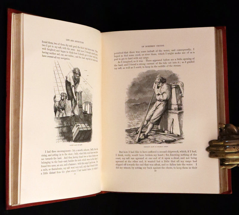 1869 Rare Book in a Beautiful Binding - The Life and Adventures of Robinson Crusoe. Illustrated.