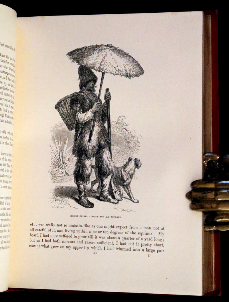 1869 Rare Book in a Beautiful Binding - The Life and Adventures of Robinson Crusoe. Illustrated.