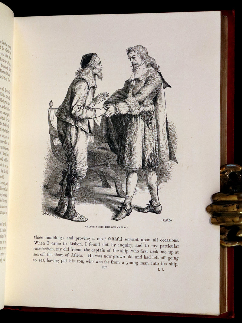 1869 Rare Book in a Beautiful Binding - The Life and Adventures of Robinson Crusoe. Illustrated.