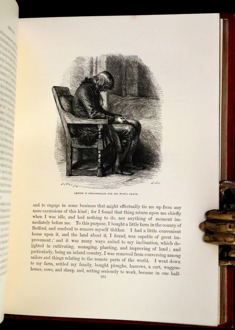 1869 Rare Book in a Beautiful Binding - The Life and Adventures of Robinson Crusoe. Illustrated.