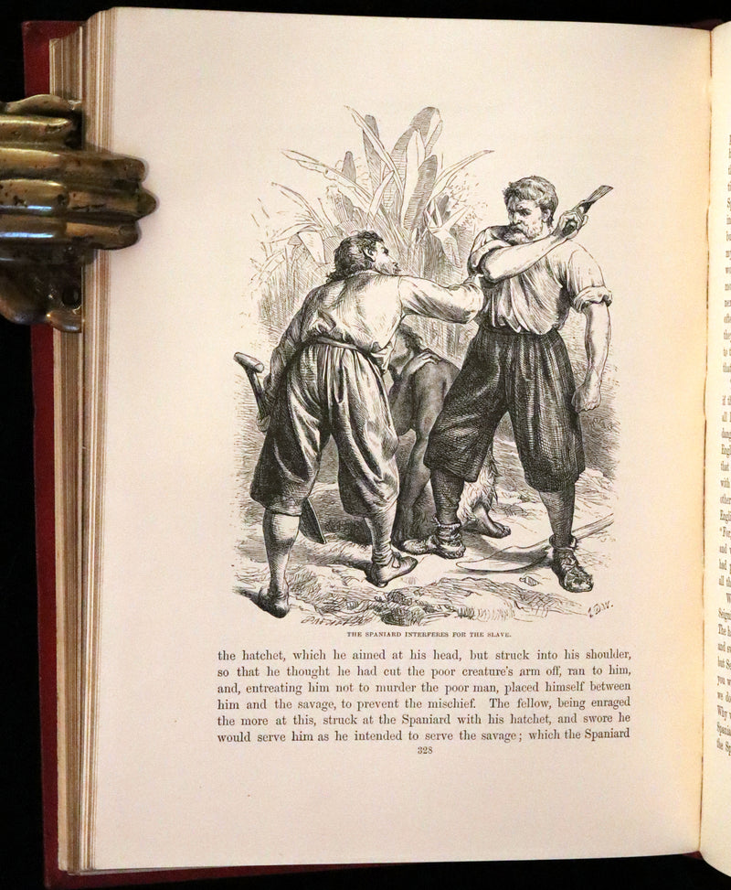 1869 Rare Book in a Beautiful Binding - The Life and Adventures of Robinson Crusoe. Illustrated.