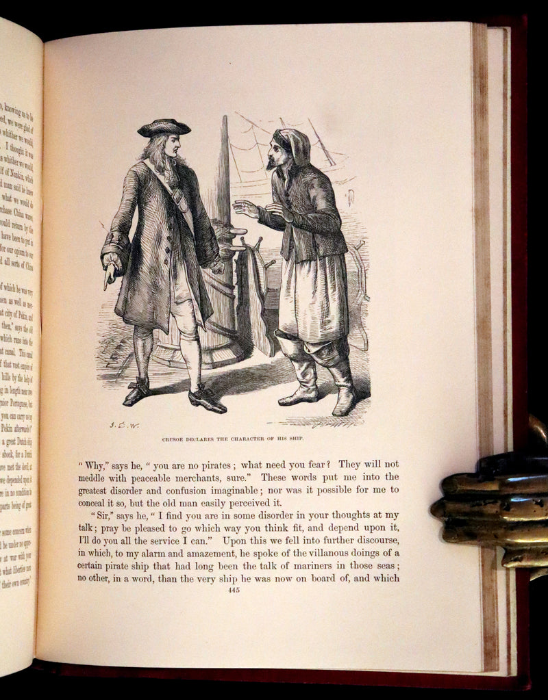 1869 Rare Book in a Beautiful Binding - The Life and Adventures of Robinson Crusoe. Illustrated.