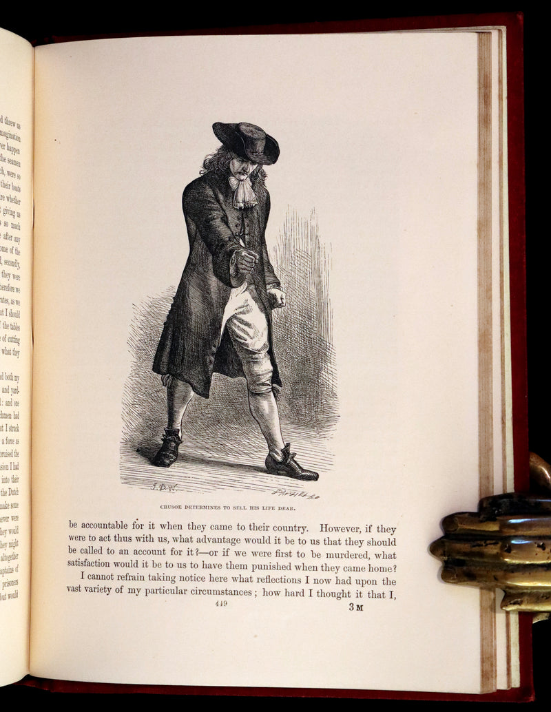 1869 Rare Book in a Beautiful Binding - The Life and Adventures of Robinson Crusoe. Illustrated.