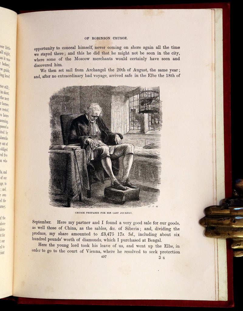 1869 Rare Book in a Beautiful Binding - The Life and Adventures of Robinson Crusoe. Illustrated.