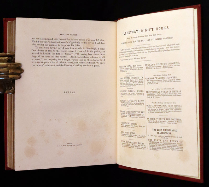 1869 Rare Book in a Beautiful Binding - The Life and Adventures of Robinson Crusoe. Illustrated.