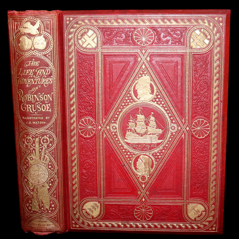 1869 Rare Book in a Beautiful Binding - The Life and Adventures of Robinson Crusoe. Illustrated.