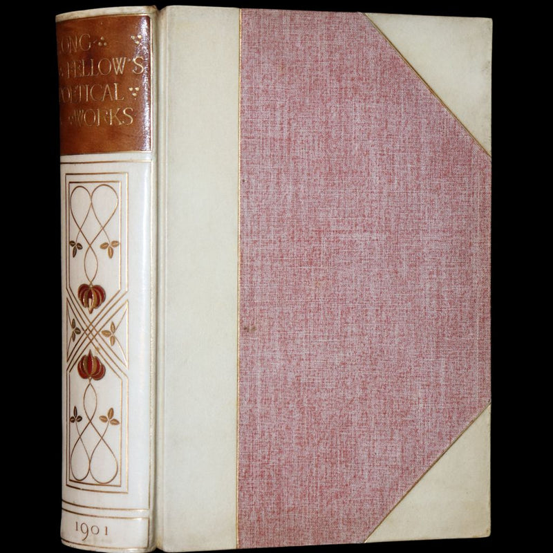 1901 Rare Book in an Art Nouveau vellum binding - The Poetical Works of  Henry Wadsworth Longfellow.