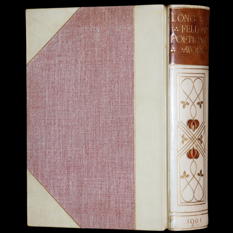 1901 Rare Book in an Art Nouveau vellum binding - The Poetical Works of  Henry Wadsworth Longfellow.
