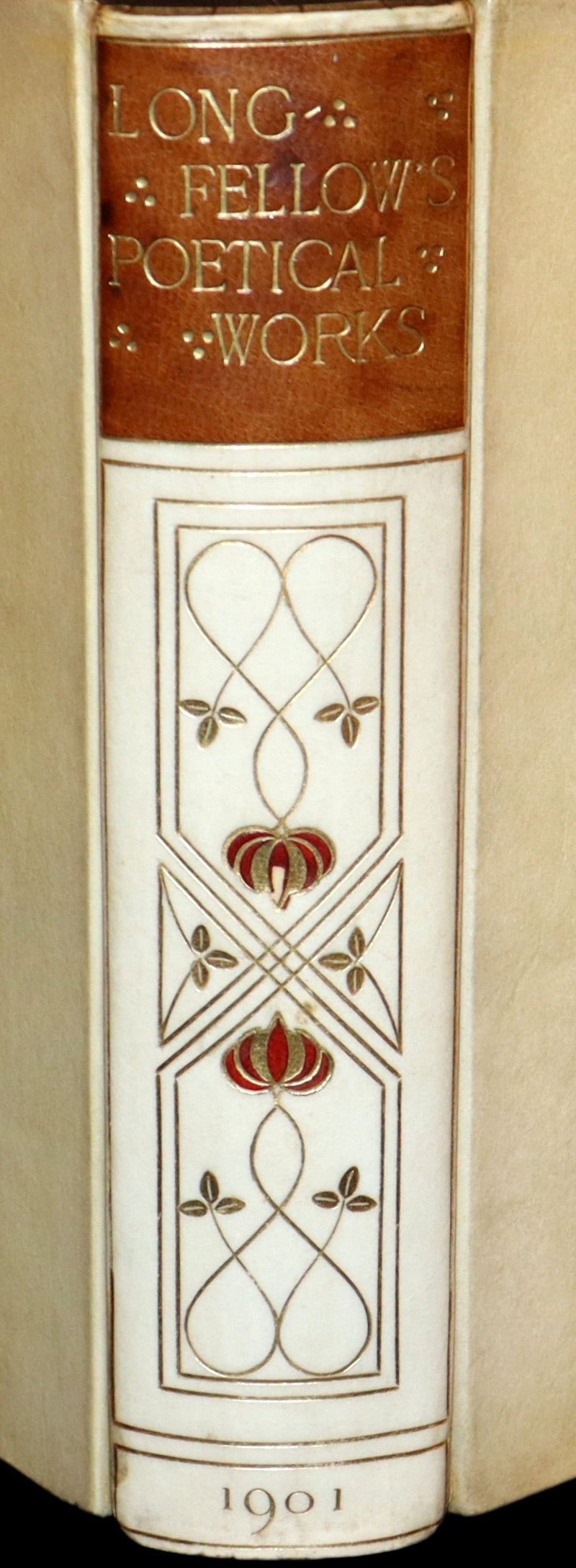 1901 Rare Book in an Art Nouveau vellum binding - The Poetical Works of  Henry Wadsworth Longfellow.