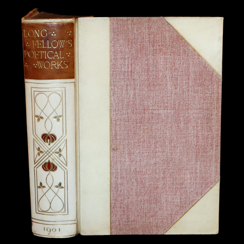 1901 Rare Book in an Art Nouveau vellum binding - The Poetical Works of  Henry Wadsworth Longfellow.