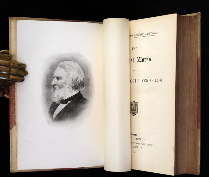 1901 Rare Book in an Art Nouveau vellum binding - The Poetical Works of  Henry Wadsworth Longfellow.