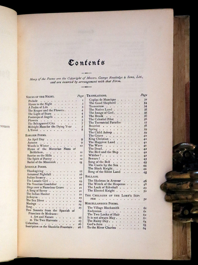 1901 Rare Book in an Art Nouveau vellum binding - The Poetical Works of  Henry Wadsworth Longfellow.